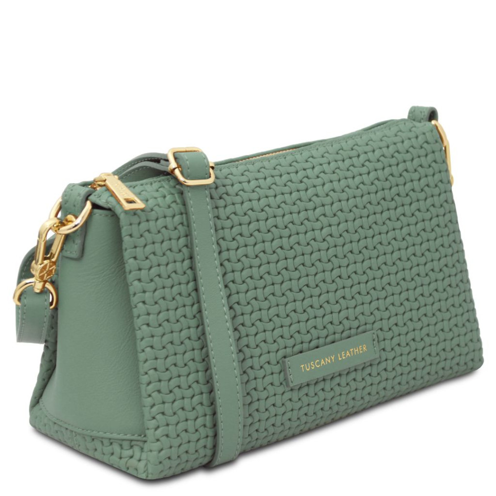 Dedalo Woven printed leather shoulder bag