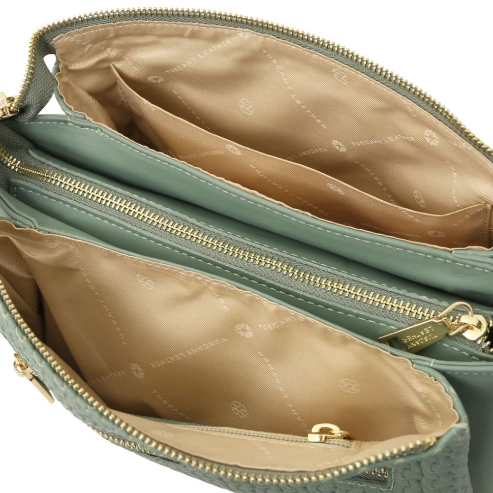 Dedalo Woven printed leather shoulder bag
