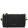 Dedalo Woven printed leather shoulder bag
