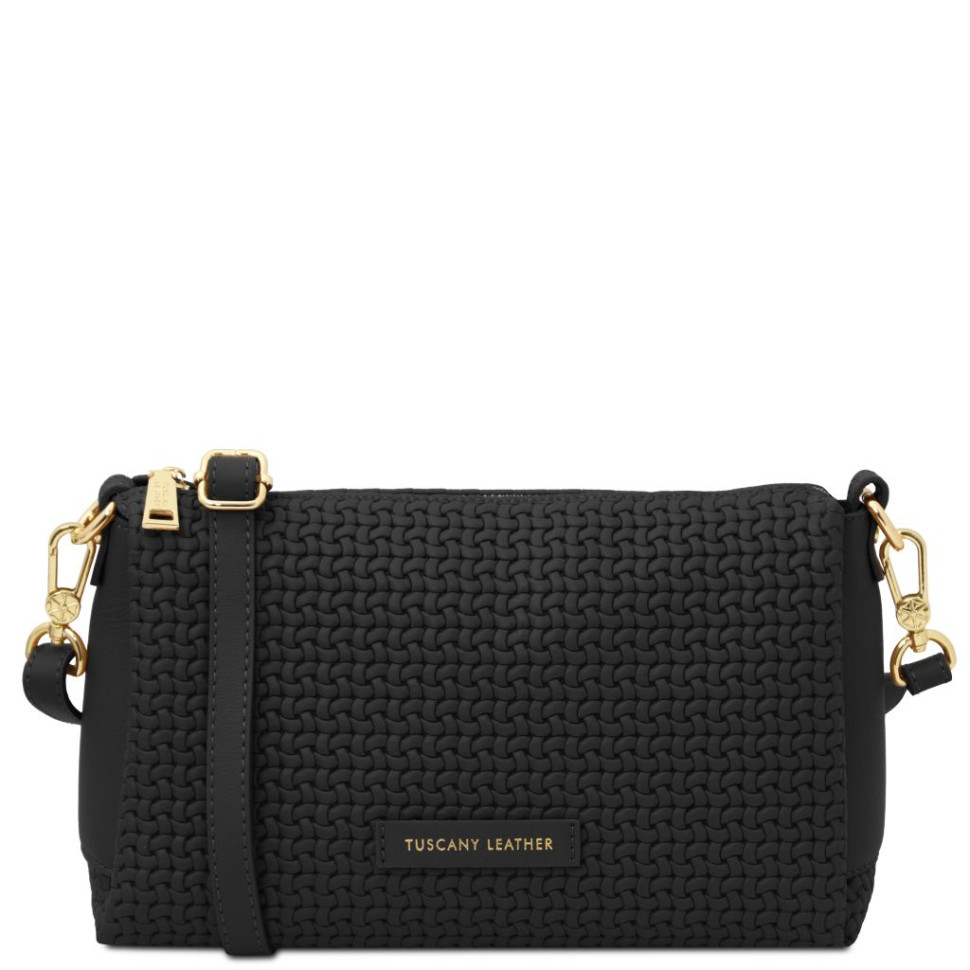 Dedalo Woven printed leather shoulder bag