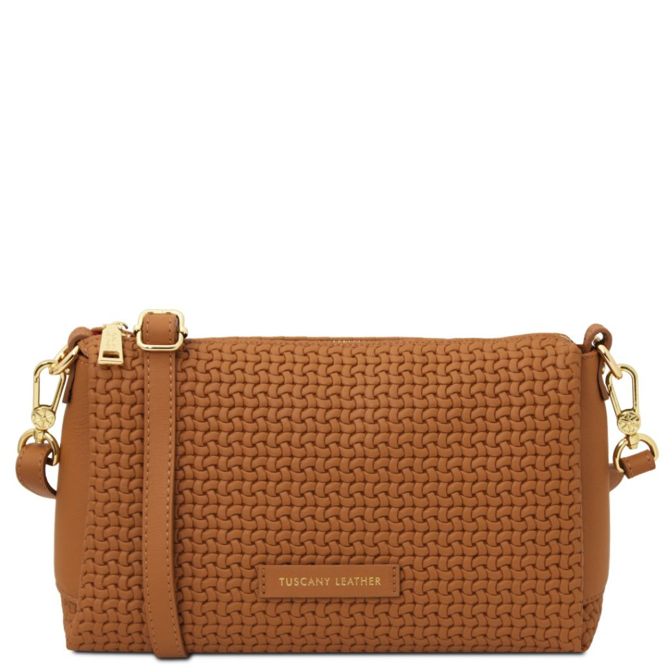 Dedalo Woven printed leather shoulder bag
