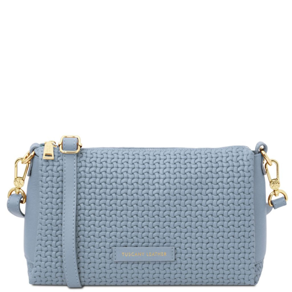 Dedalo Woven printed leather shoulder bag