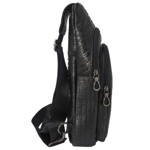 Шкіряний рюкзак через плече BUFFALO BAGS M9075A чорний кроко