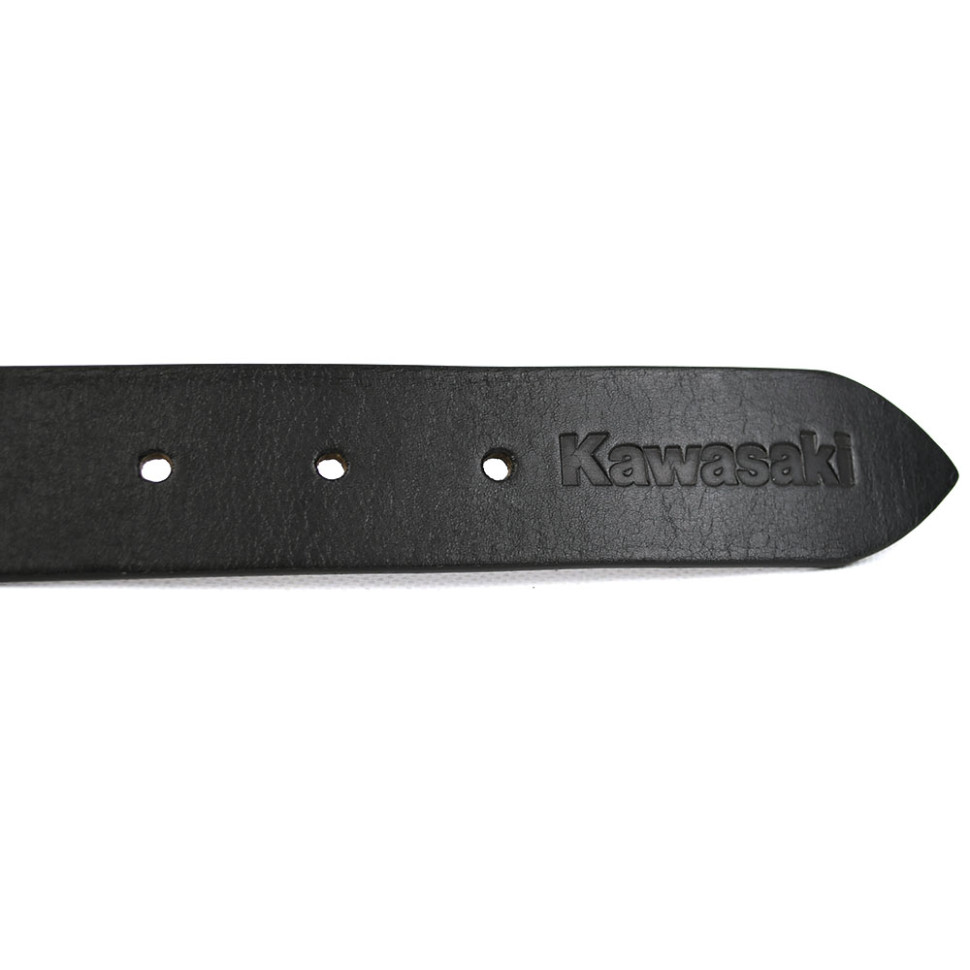 Шкіряний ремень Kawasaki з бляхою чорний