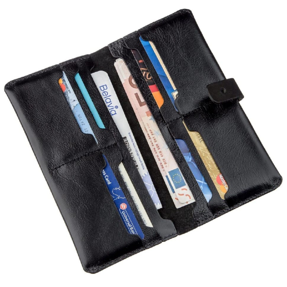 Гаманець чоловічий вертикальний зі шкіри Алькор SHVIGEL 16204 Чорний