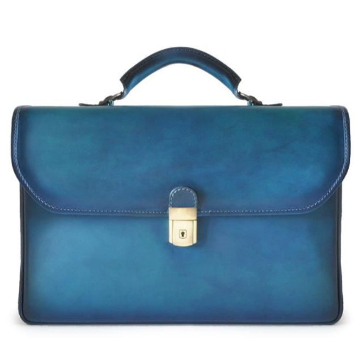 Pratesi BBL604 - Briefcase Piccolomini in cow leather Bruce Blue