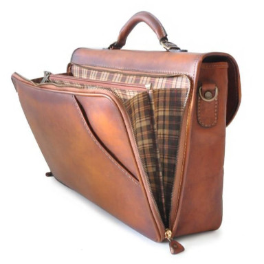 Pratesi BBL604 - Briefcase Piccolomini in cow leather Bruce Blue