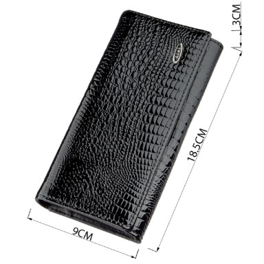 Кошелек женский из экокожи лаковый KIVI 19012 Черный