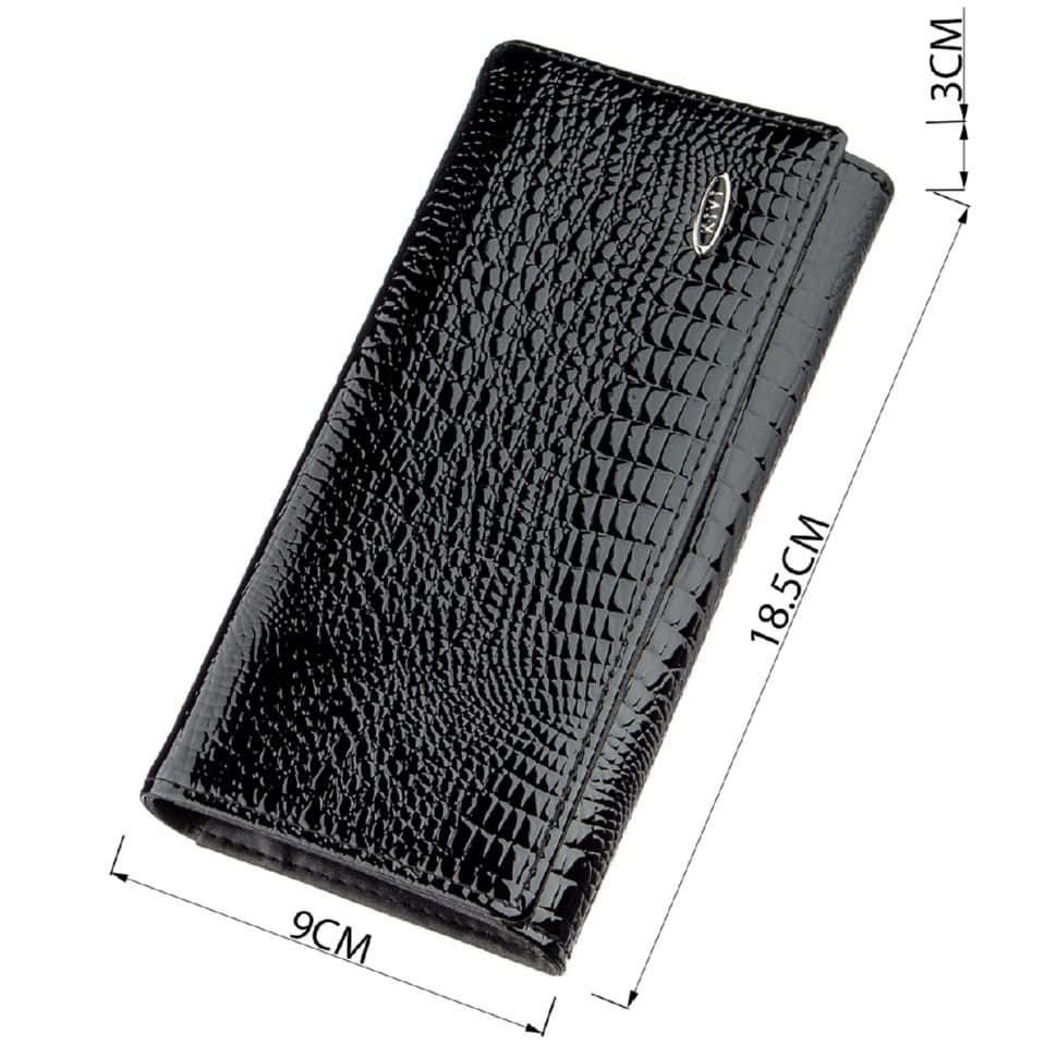 Кошелек женский из экокожи лаковый KIVI 19012 Черный