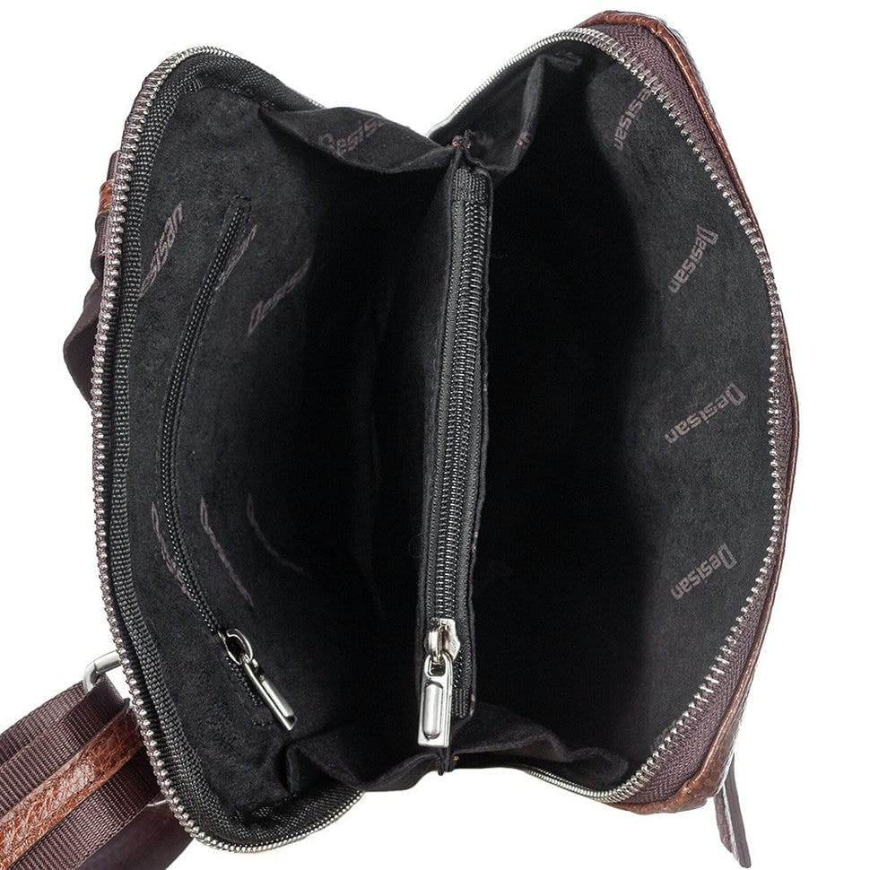 Барсетка мягкая кожаная DESISAN 1467-015 рыжий флотар