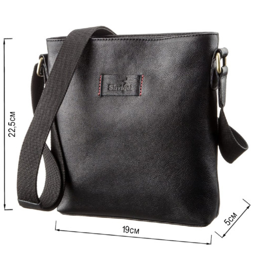 Чоловіча шкіряна сумка без клапана SHVIGEL 19119 Чорна