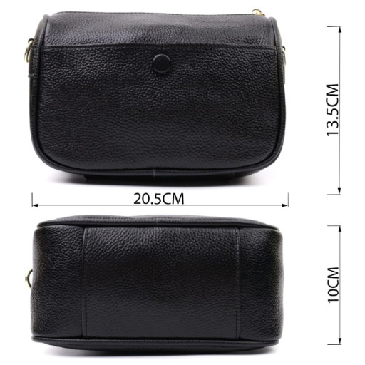 Сумка крос-боді для жінок з натуральної шкіри на кожен день Vintage 22590 Чорна