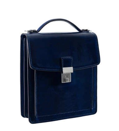 Small Leather Briefcase - Walden - Blue color - Time Resistance 5242501
