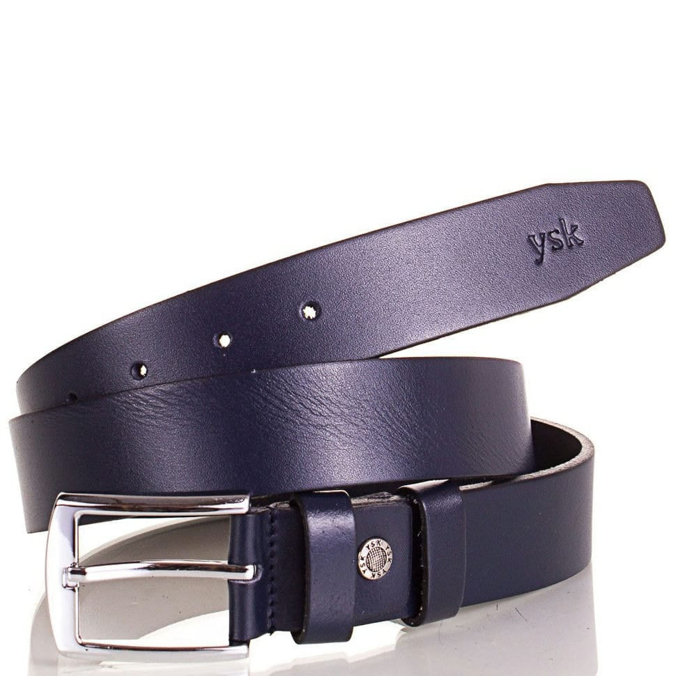 Ремінь шкіряний YSK класичний 3,5 см 2007-9 синій