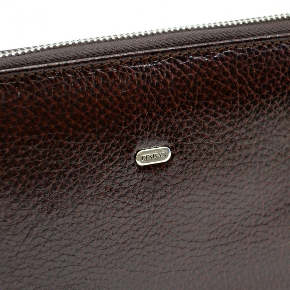 Барсетка кистьова шкіряна DESISAN 260-019 коричневий флотар