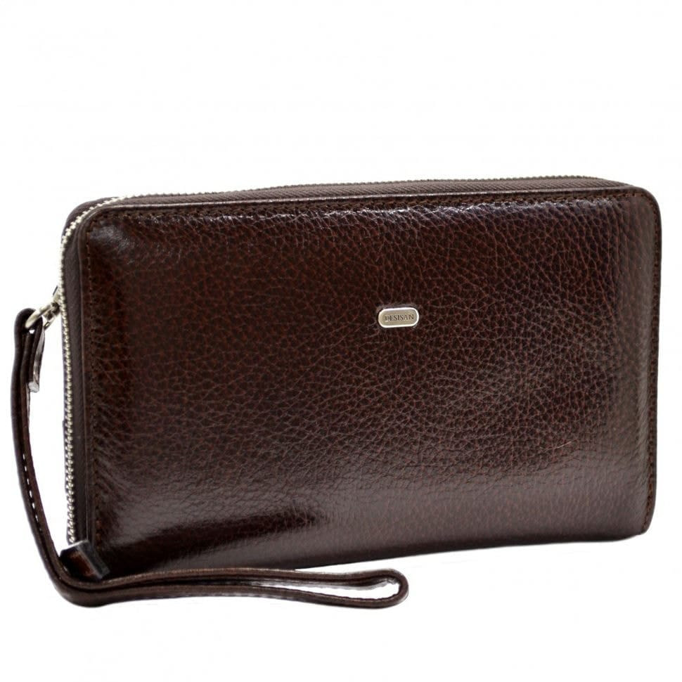 Барсетка кистьова шкіряна DESISAN 260-019 коричневий флотар