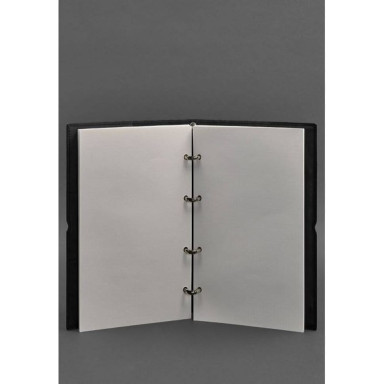 Leather notebook A4 on rings (soft-book) 9.0 in soft cover black crust