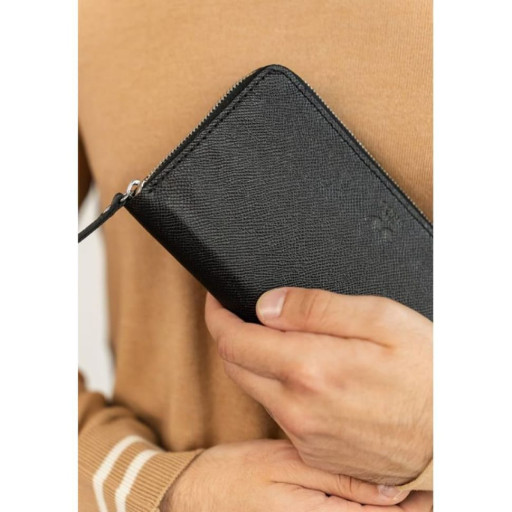 Шкіряне портмоне Keeper zip чорний Saffiano