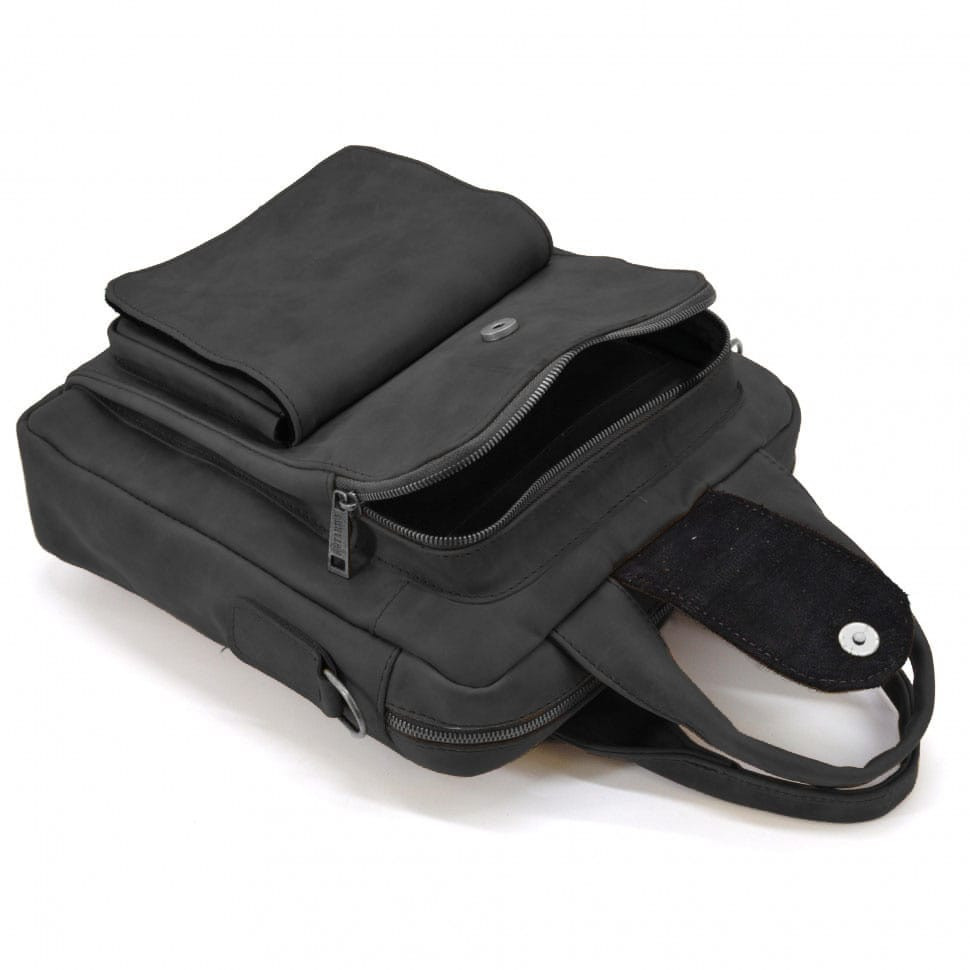 Вертикальна чоловіча сумка RA-7266-3md TARWA чорний крейзі хорс