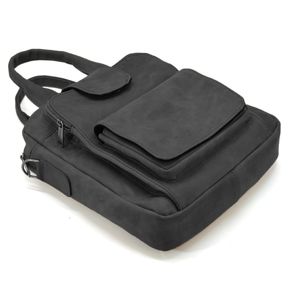 Вертикальна чоловіча сумка RA-7266-3md TARWA чорний крейзі хорс