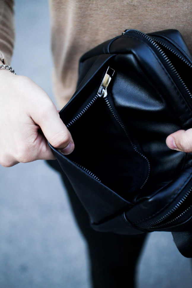 Кроссбоді, бананка із натуральної гладкої шкіри, шкіряна сумка на пояс SKILL (чорна)