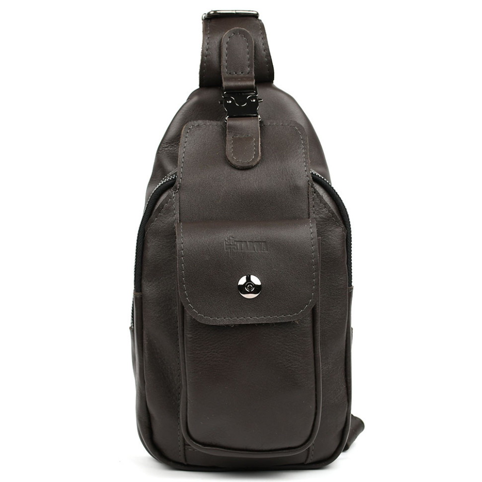 Fashionable backpack sling on one harness brown TARWA GC-4007-3md