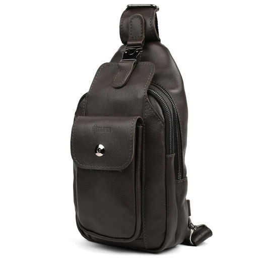 Модний рюкзак слінг на одну коричневу шлейку TARWA GC-4007-3md