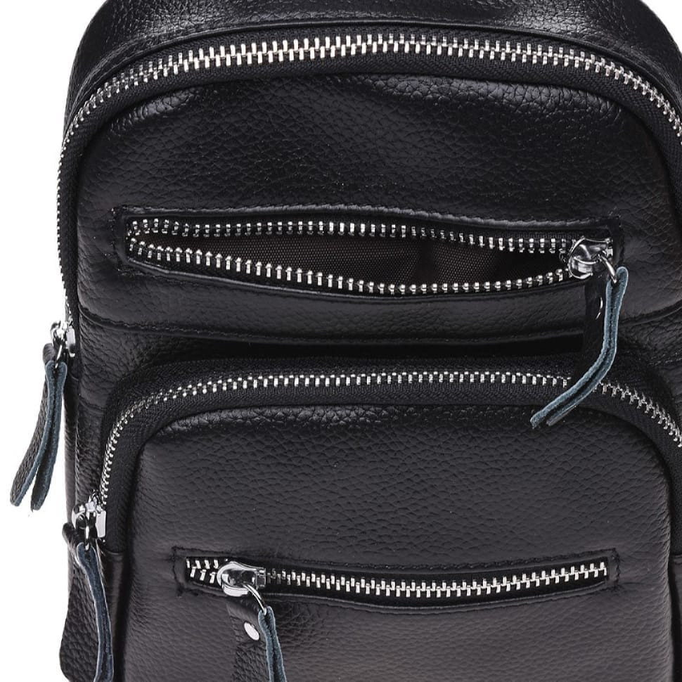 Чоловік шкіряний рюкзак через плече Keizer k18791-black