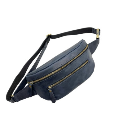 Blue Genuine Vintage Leather Belt Bag Newery N40290KB