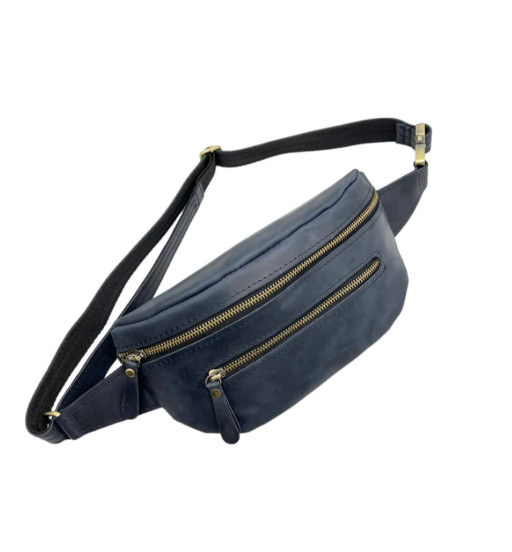 Синя сумка на пояс із натуральної вінтажної шкіри Newery N40290KB