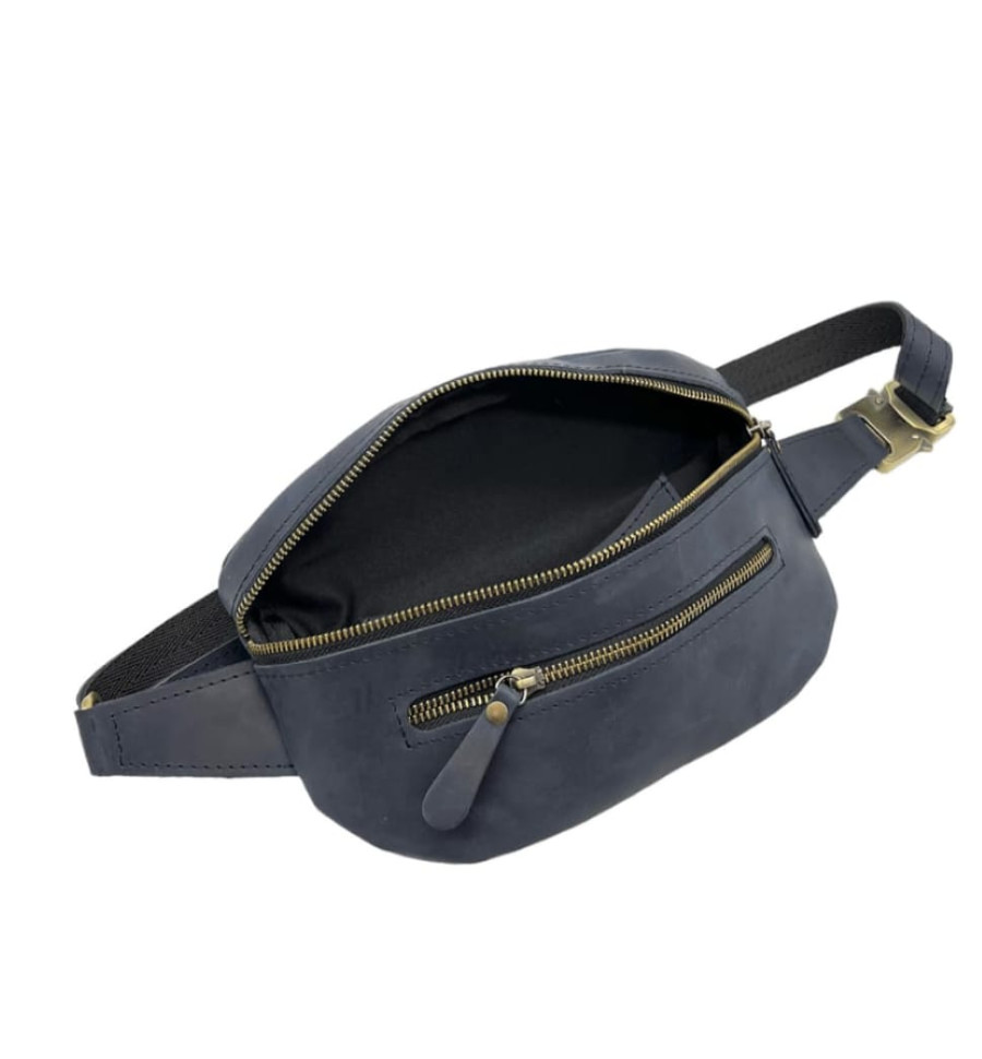 Синя сумка на пояс із натуральної вінтажної шкіри Newery N40290KB