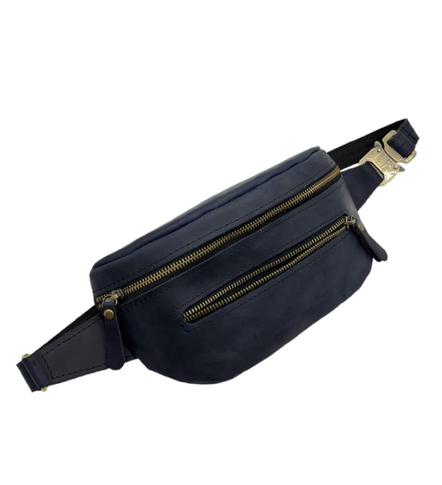 Синя сумка на пояс із натуральної вінтажної шкіри Newery N40290KB