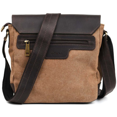 Mens cross-body messenger bag, canvas and leather RCc-1309-4lx TARWA