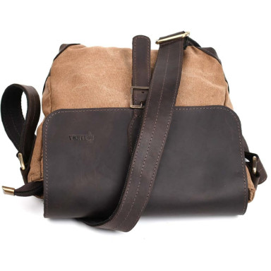Mens cross-body messenger bag, canvas and leather RCc-1309-4lx TARWA