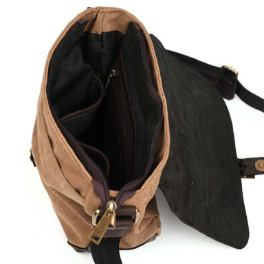 Mens cross-body messenger bag, canvas and leather RCc-1309-4lx TARWA