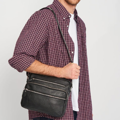 Men's leather bag Keizer K19988bl-black