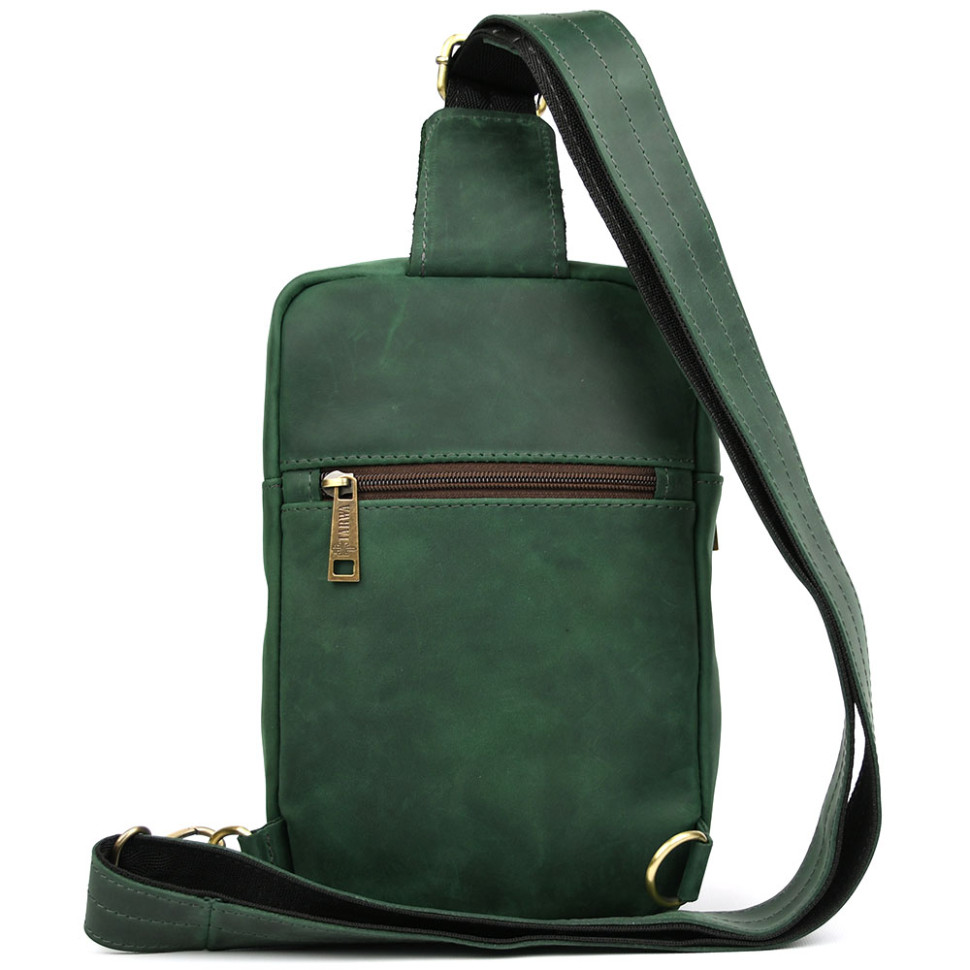 Men's green sling made of crazy horse and python skin RErep-0204-3md TARWA