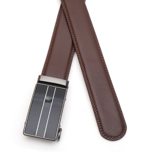 Чоловічий шкіряний ремінь із пряжкою автомат V1GKX37-brown