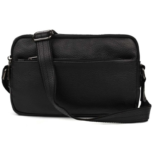 Сумка через плече шкіряна на два відділення FA-0745-3md TARWA чорний флотар