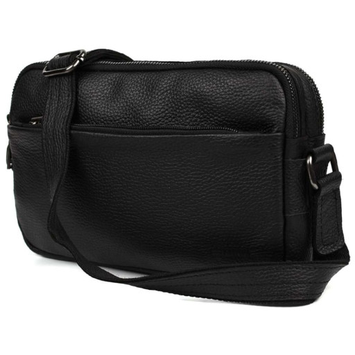 Сумка через плече шкіряна на два відділення FA-0745-3md TARWA чорний флотар