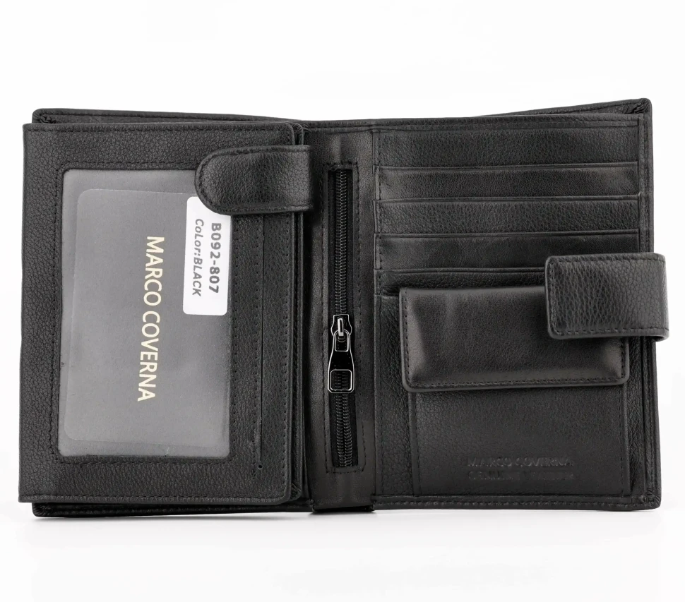 Мужской кожаный кошелёк среднего размера Marco Coverna MC 092-807 Black