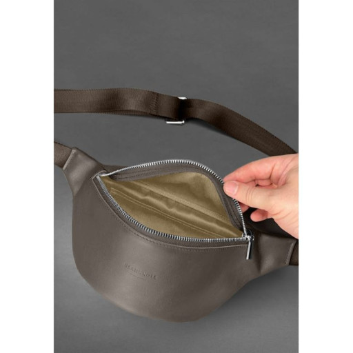 Шкіряна поясна сумка-бананка Kanny темно-бежева