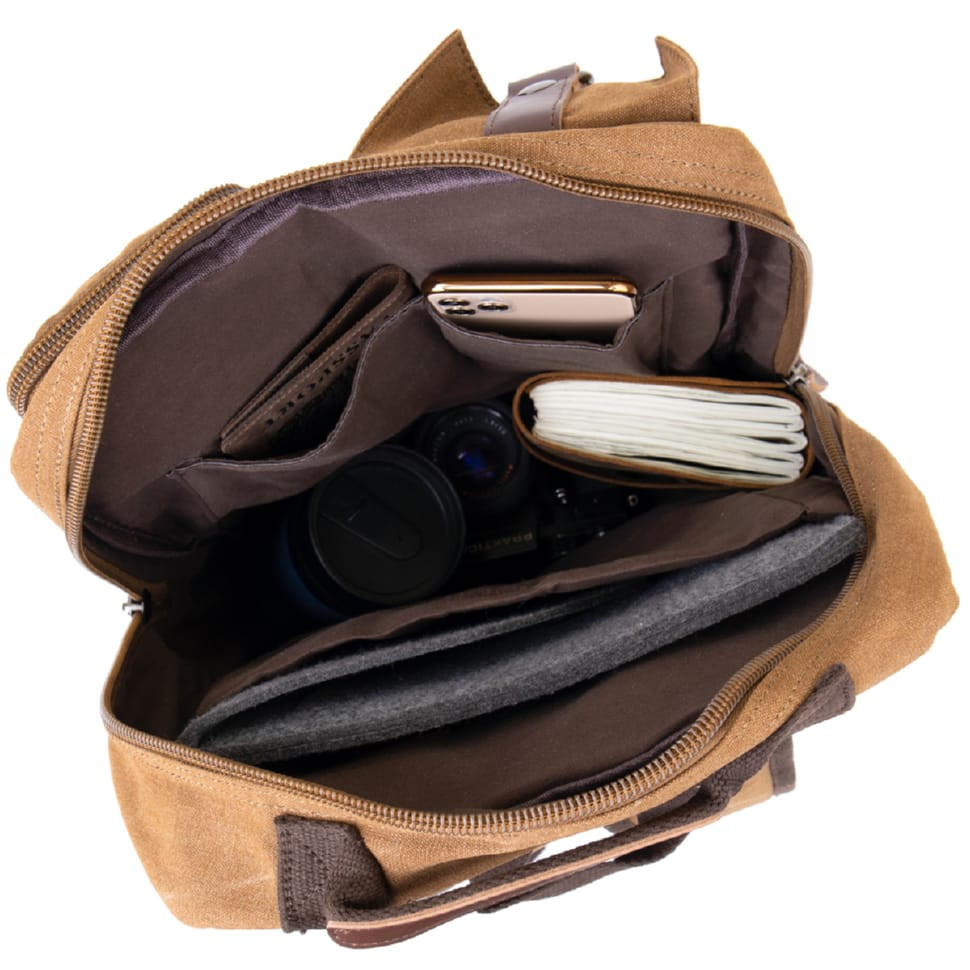 Рюкзак текстильний унісекс Vintage 20619 Коричневий