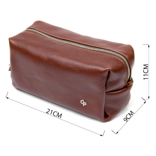 Шкіряна чоловіча косметичка GRANDE PELLE 11418 Коричневий