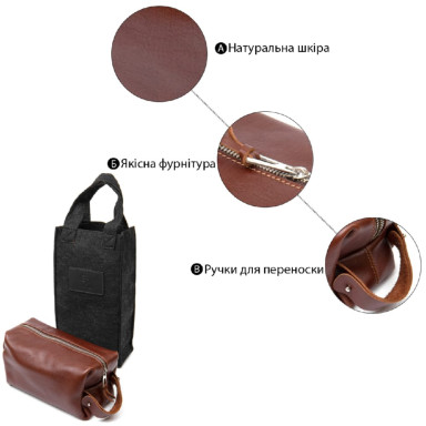 Кожаная мужская косметичка GRANDE PELLE 11418 Коричневый