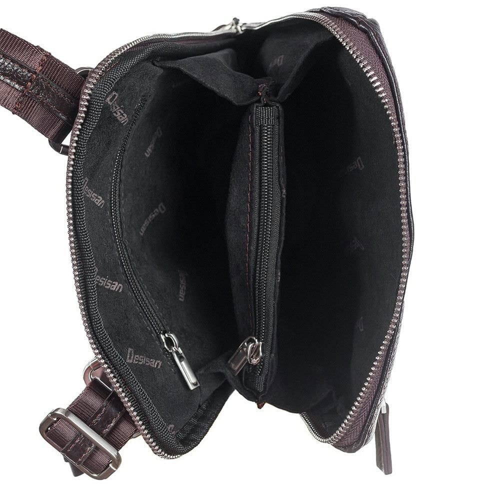 Барсетка м'яка шкіряна DESISAN 1467-9 коричневий гладкий