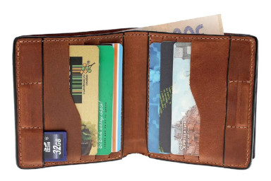Lettera wallet with coin holder, terracotta Grande Pelle 537123