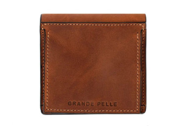 Lettera wallet with coin holder, terracotta Grande Pelle 537123