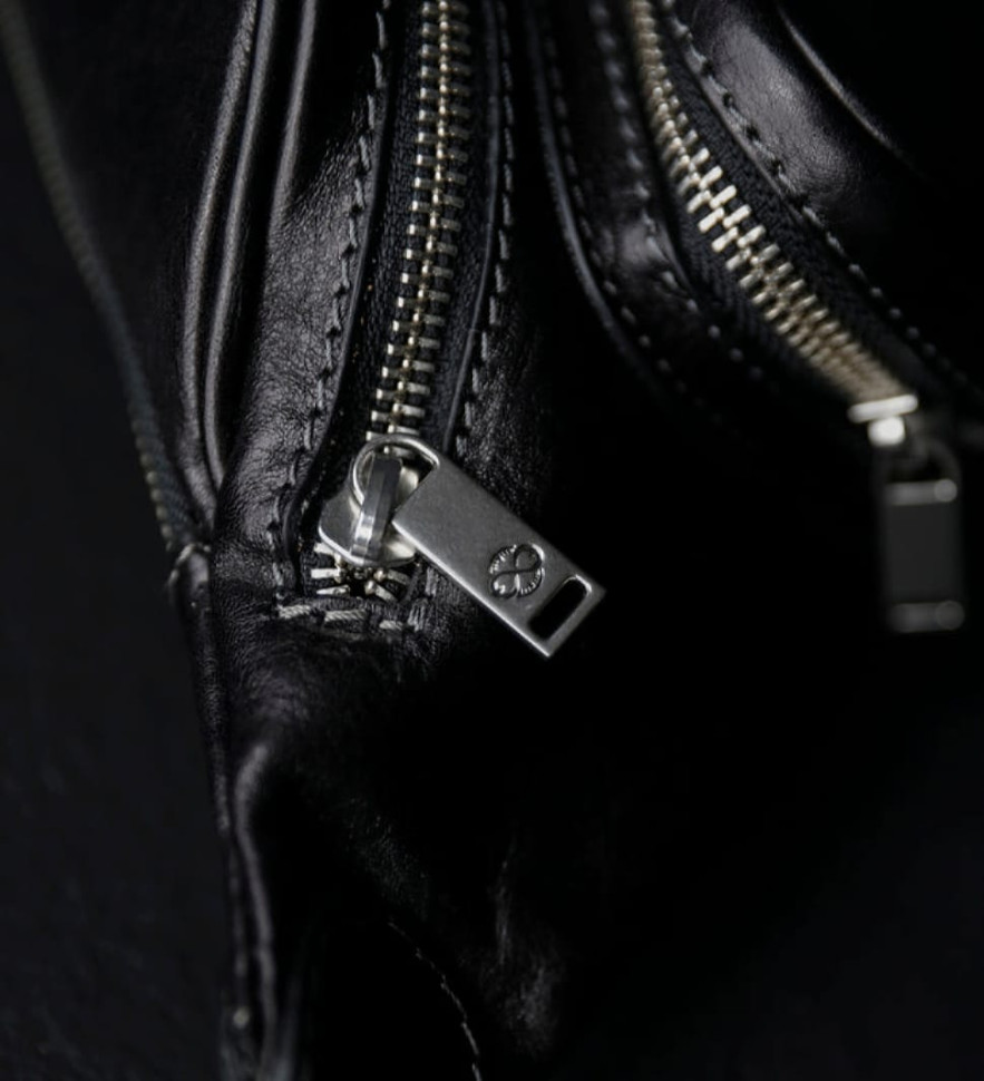 Womens Leather Sling Bag Belly Bag - Independent People -  Black color -  Time Resistance 5225001W