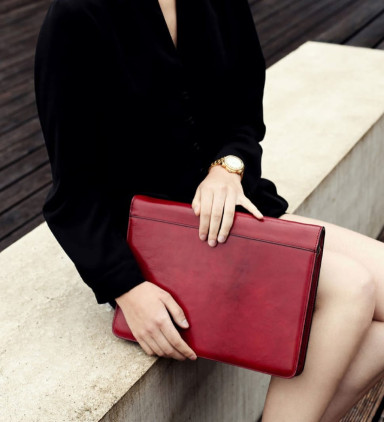 Womens Leather A4 Documents Folder Organizer - Candide -   Red color -  Time Resistance 5202801W